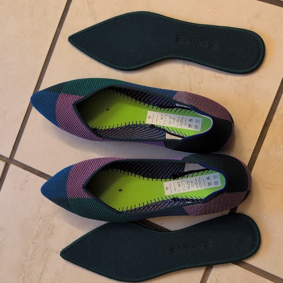 Rothys The Point Sugared Berry Limited Edition Flat Comfort Shoes Green Purple 7 - Picture 5 of 13